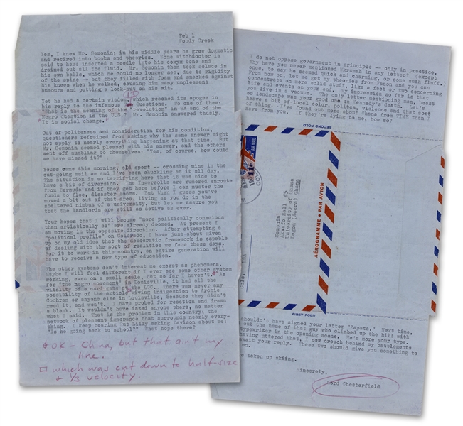 Hunter Thompson Letter With Hand-Annotations -- ''...That is the problem in this country; the network of pleasant ignorance that surrounds nearly everything...''